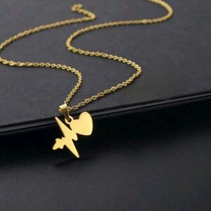 NEW Heartbeat Gold Toned Stainless Steel Necklace